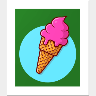 Ice Cream Cone Cartoon Vector Icon Illustration (8) Posters and Art